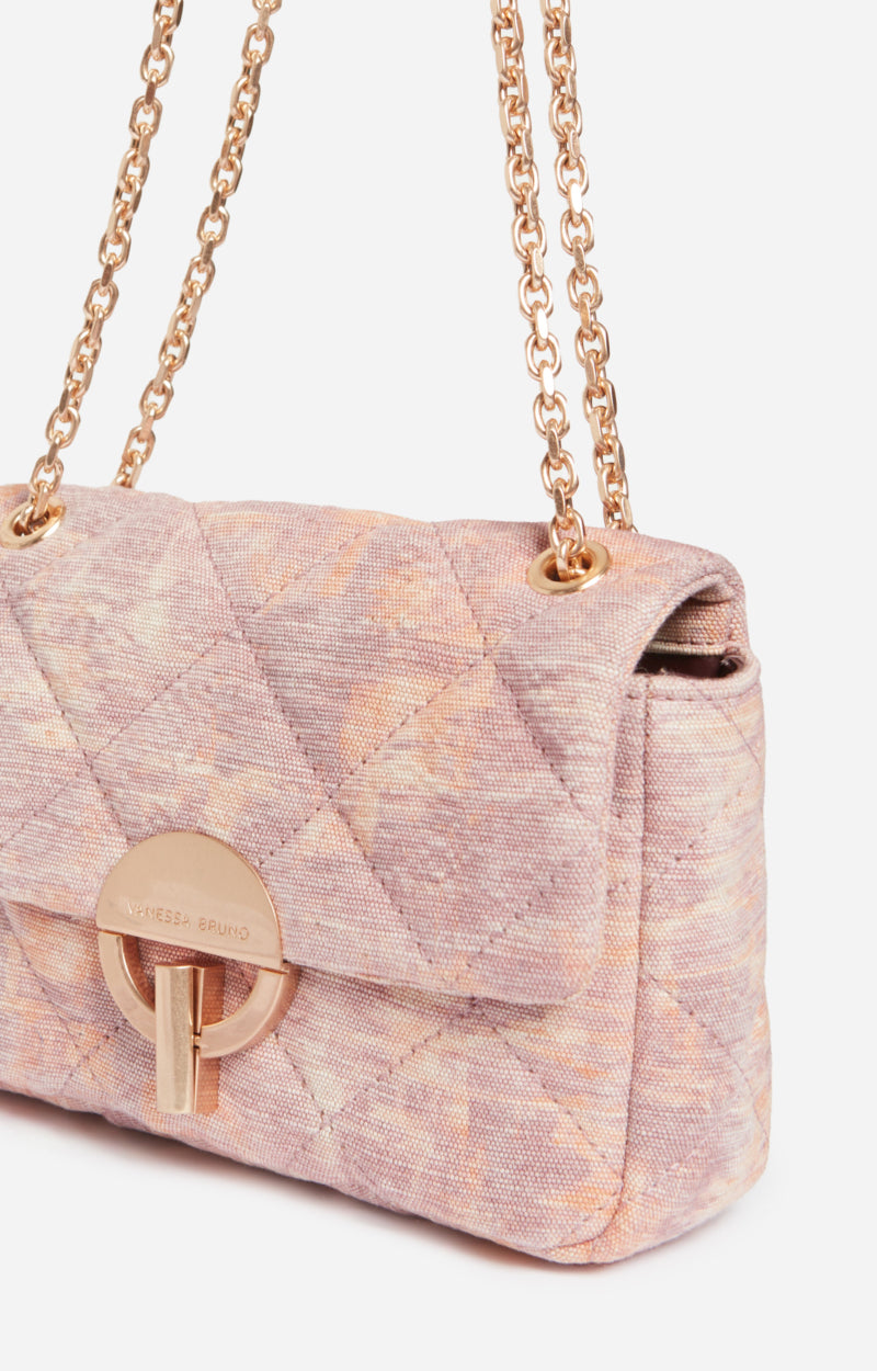 MEDIUM COTTON AND JUTE VIOLET MOON BAG