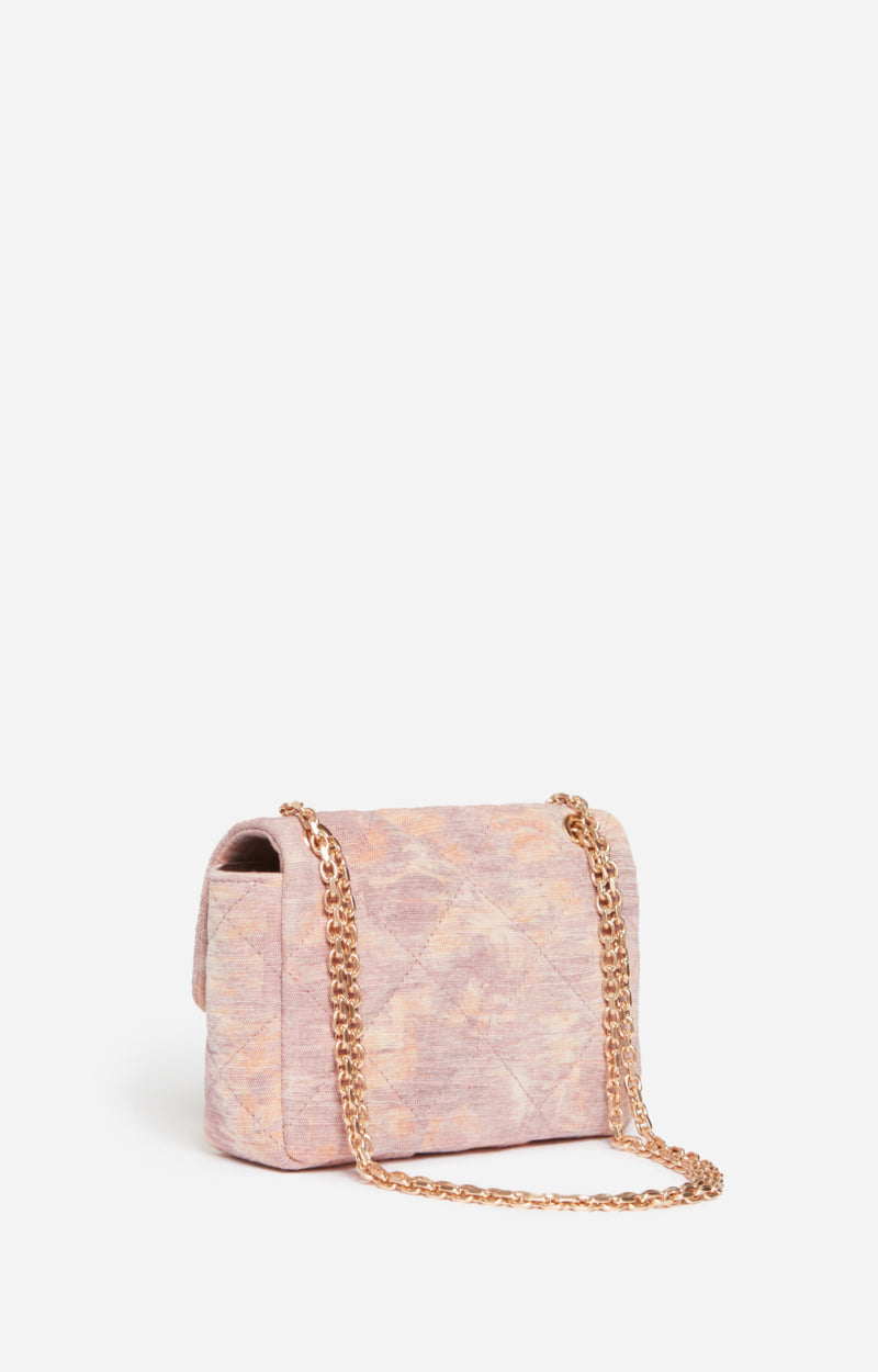 MEDIUM COTTON AND JUTE VIOLET MOON BAG