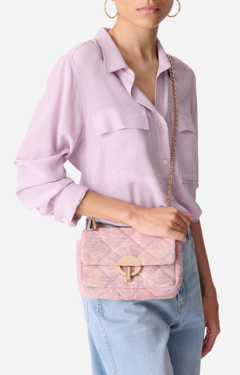 MEDIUM COTTON AND JUTE VIOLET MOON BAG