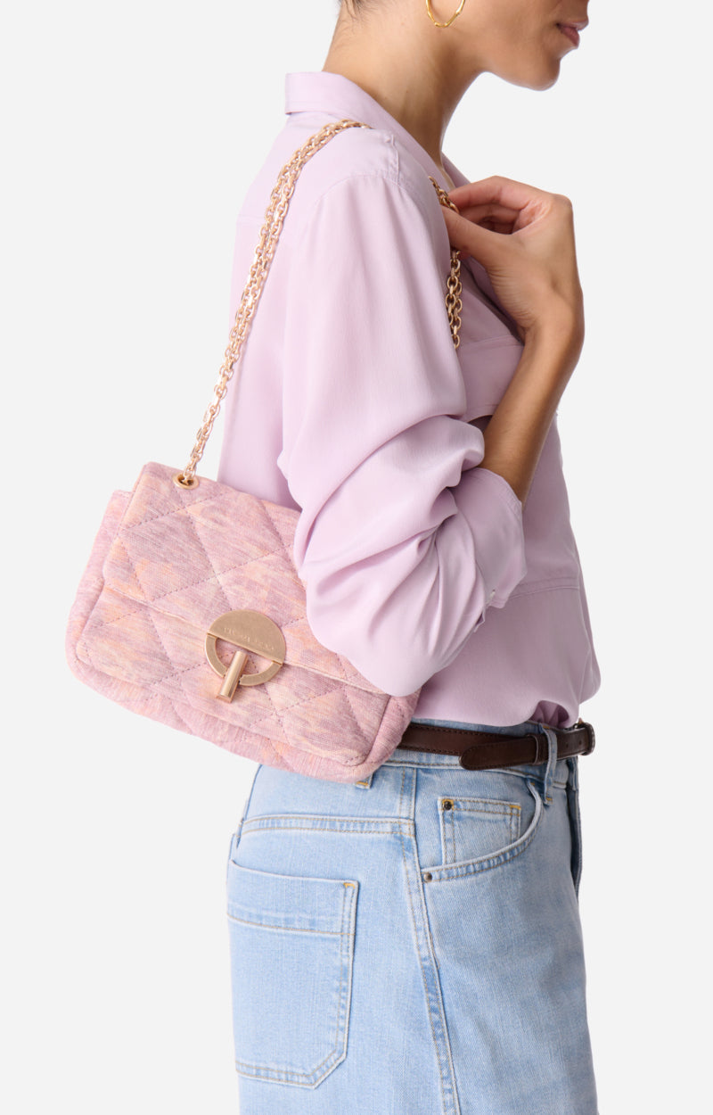 MEDIUM COTTON AND JUTE VIOLET MOON BAG