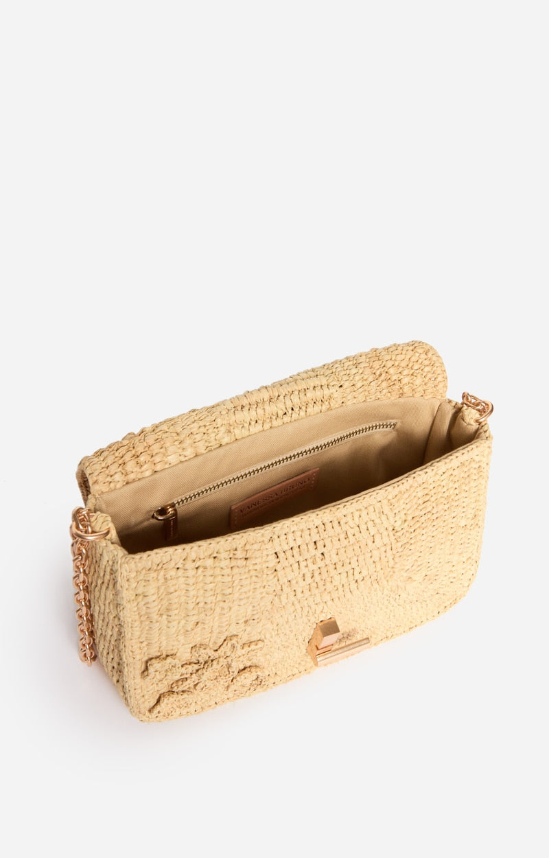 MEDIUM RAFFIA NATURAL MOON BAG
