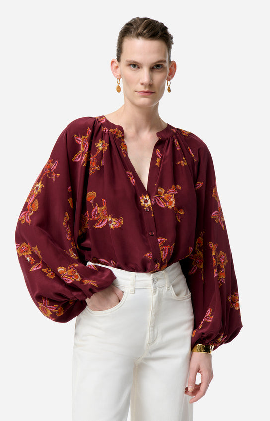 EDME BURGUNDY BLOUSE