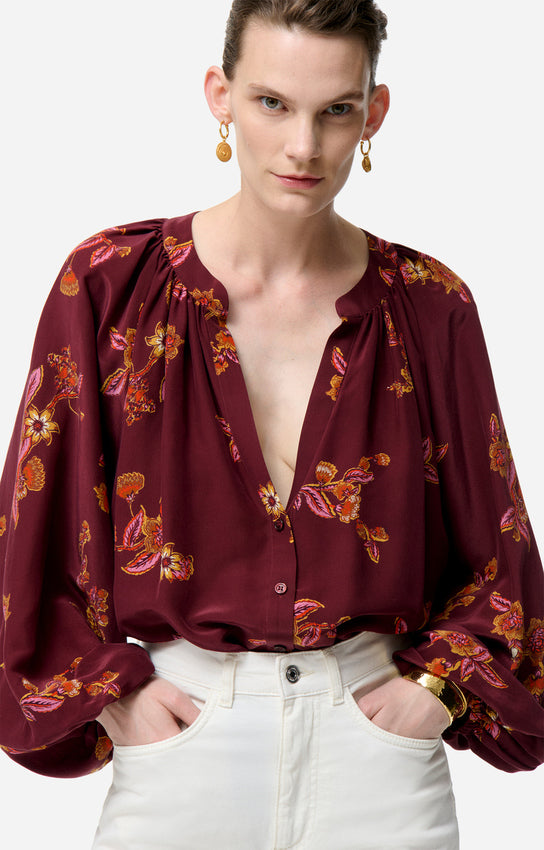 EDME BURGUNDY BLOUSE