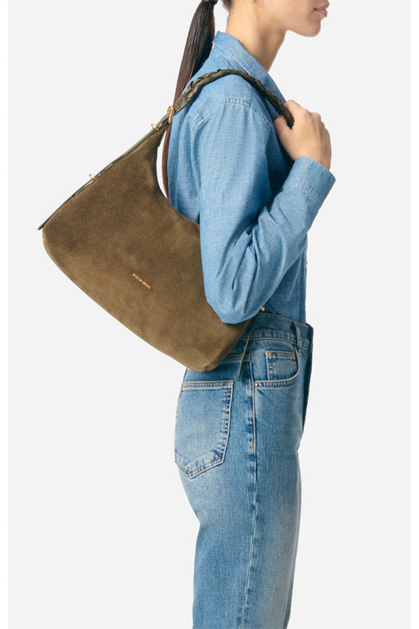 JESS KAKI SMALL CALF LEATHER HOBO BAG
