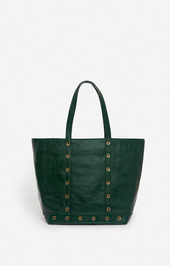 LEATHER M FOREST ZIPPED CABAS TOTE