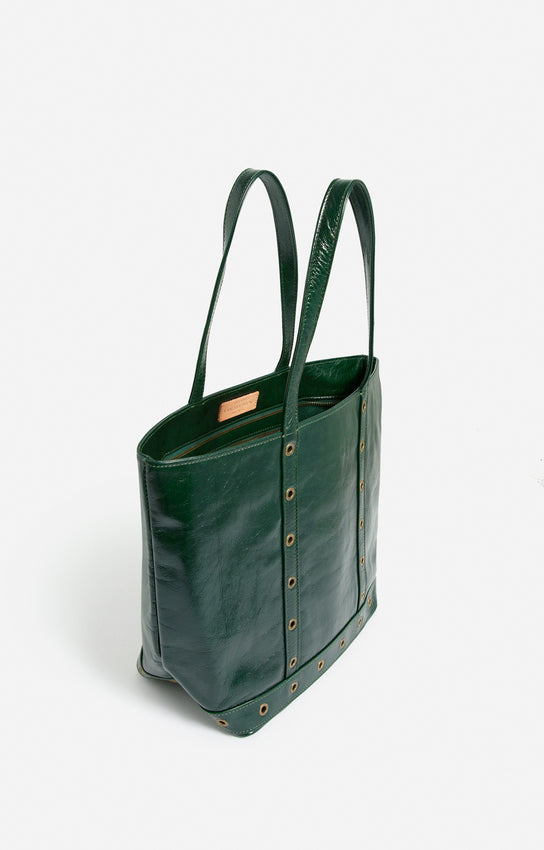 LEATHER M FOREST ZIPPED CABAS TOTE