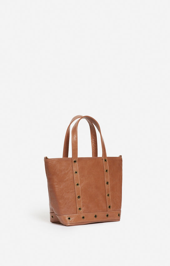 LEATHER S CANDY BROWN CABAS TOTE