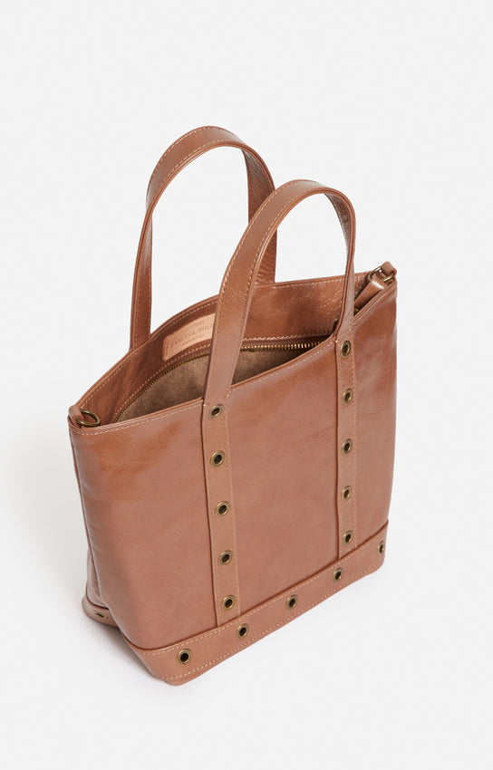 LEATHER S CANDY BROWN CABAS TOTE