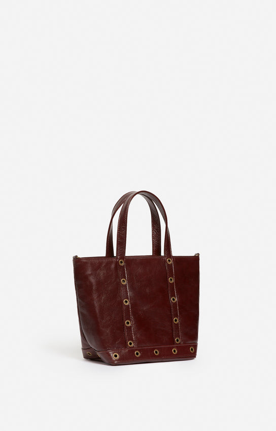 LEATHER S CHOCOLATE CABAS TOTE