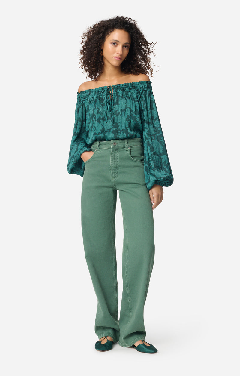 ENYA FLORAL JACQUARD PRINT BLOUSE