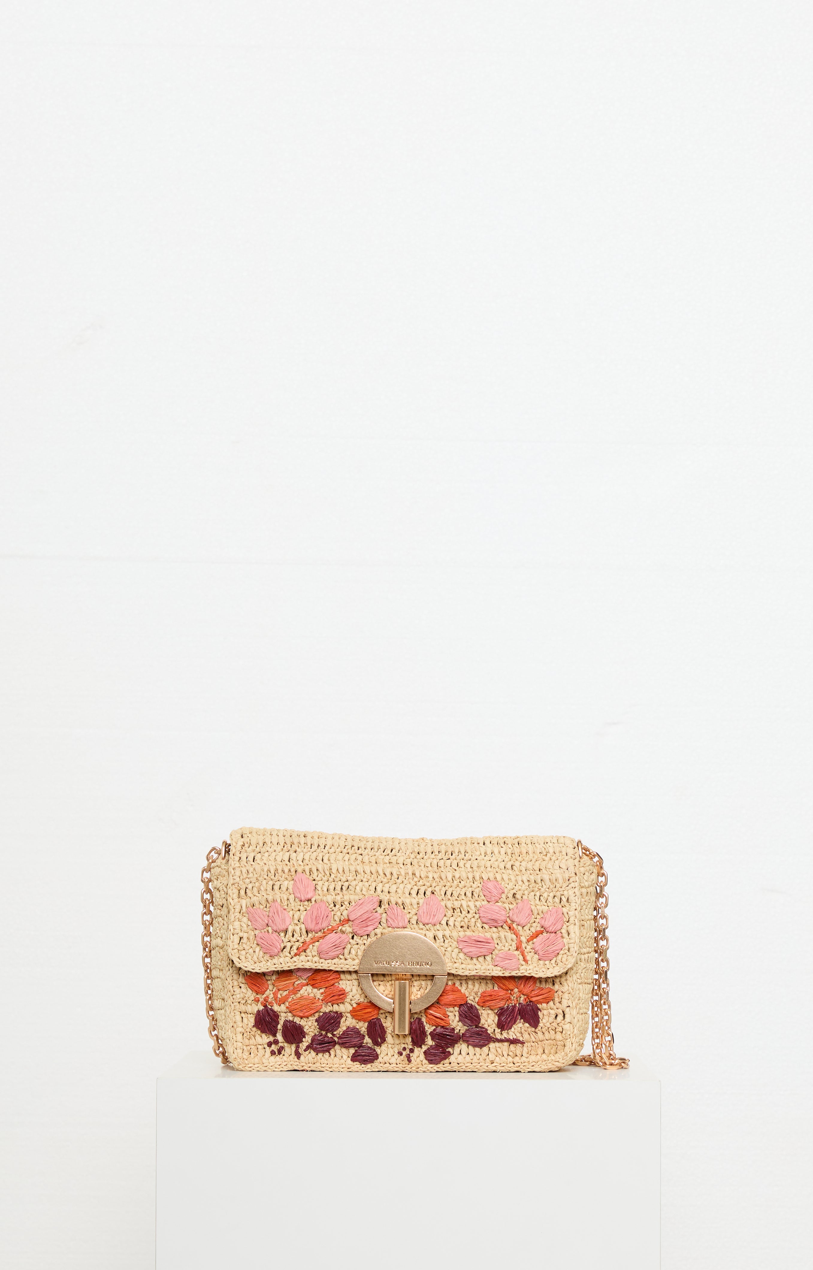 MEDIUM RAFFIA EMBROIDERED MOON BAG