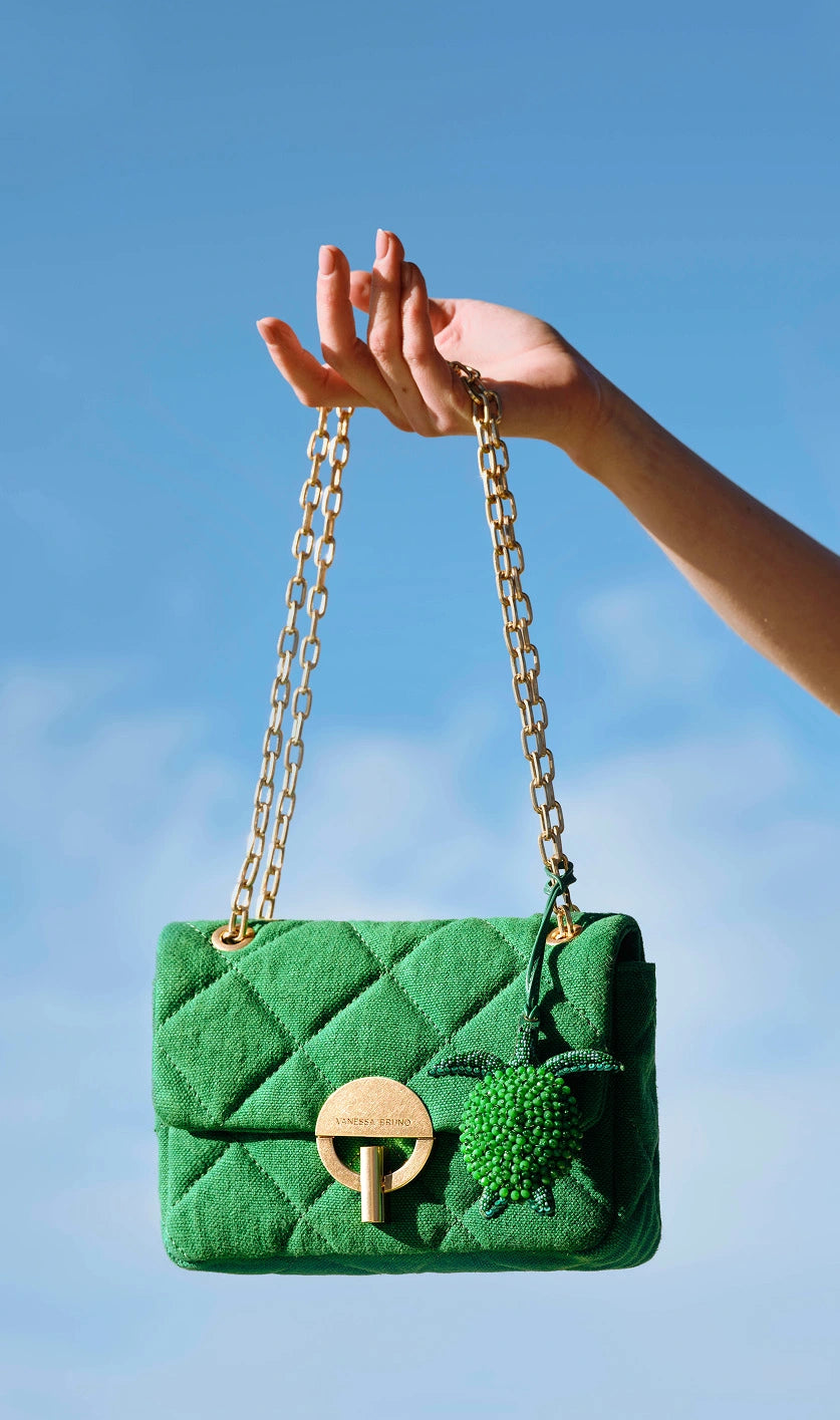 MEDIUM LINEN GRASS MOON BAG