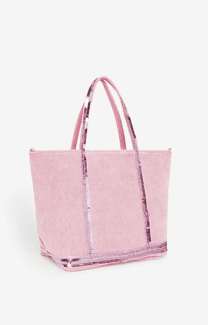 LINEN S ZIPPED PINK CABAS TOTE