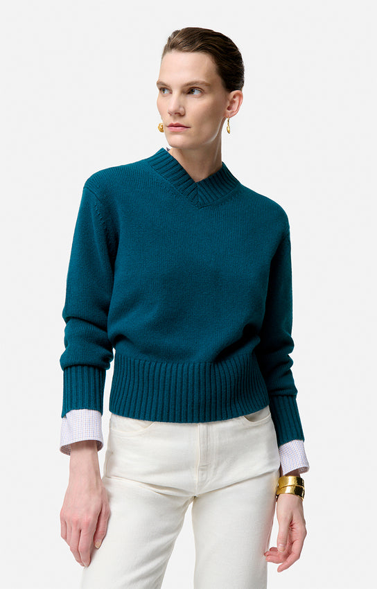 FAZIO PEACOCK BLUE SWEATER