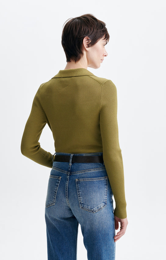 HORACE RIBBED POLO NECK TOP
