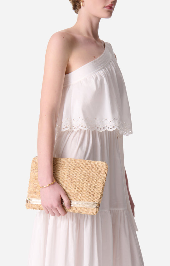 RAFFIA GOLD POUCH