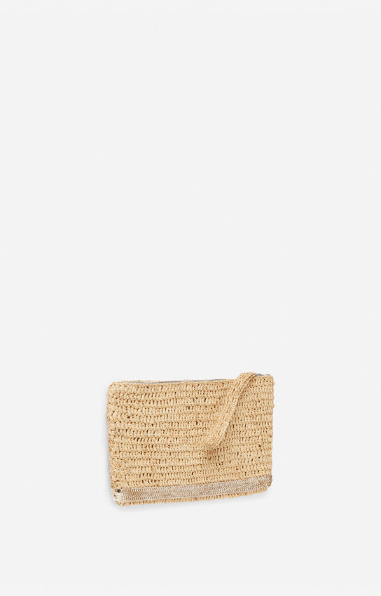 RAFFIA GOLD POUCH