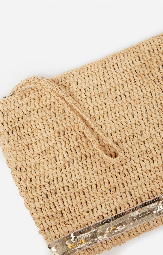 RAFFIA GOLD POUCH