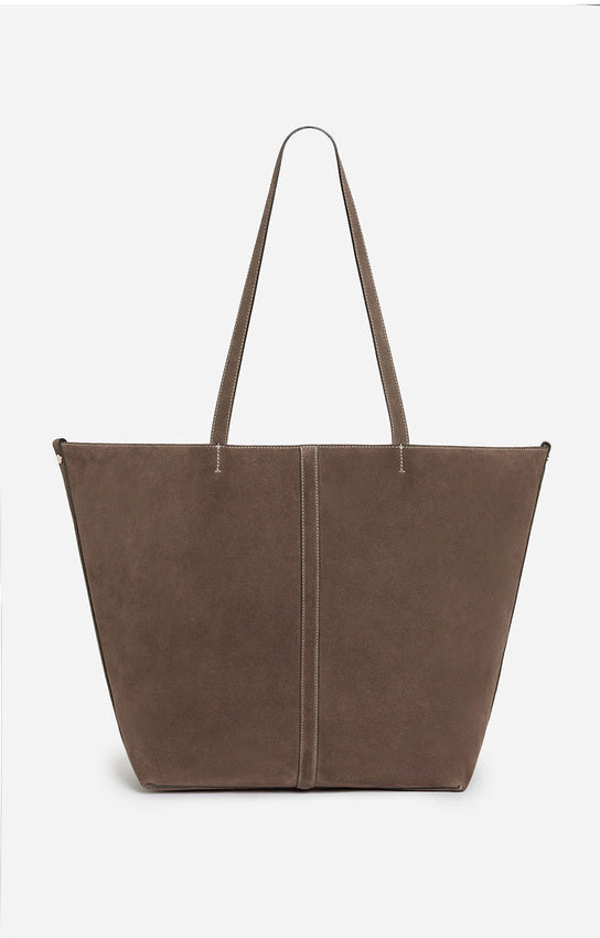 LARGE CALF LEATHER TAUPE DAILY TOTE