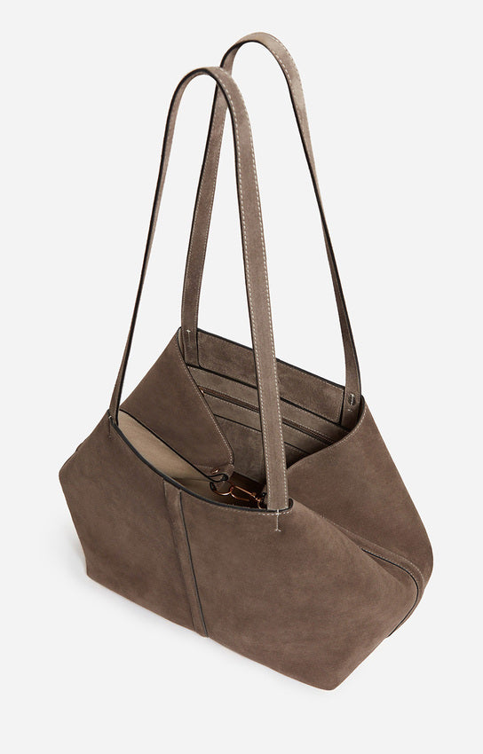 LARGE CALF LEATHER TAUPE DAILY TOTE