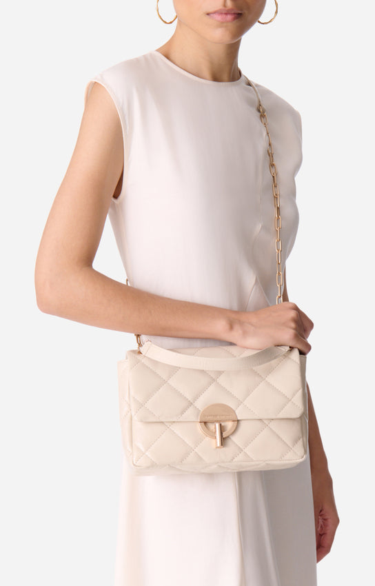 LARGE LEATHER SAND MOON BAG