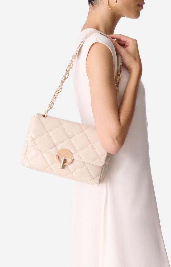 LARGE LEATHER SAND MOON BAG