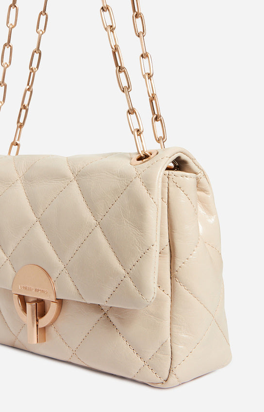 LARGE LEATHER SAND MOON BAG