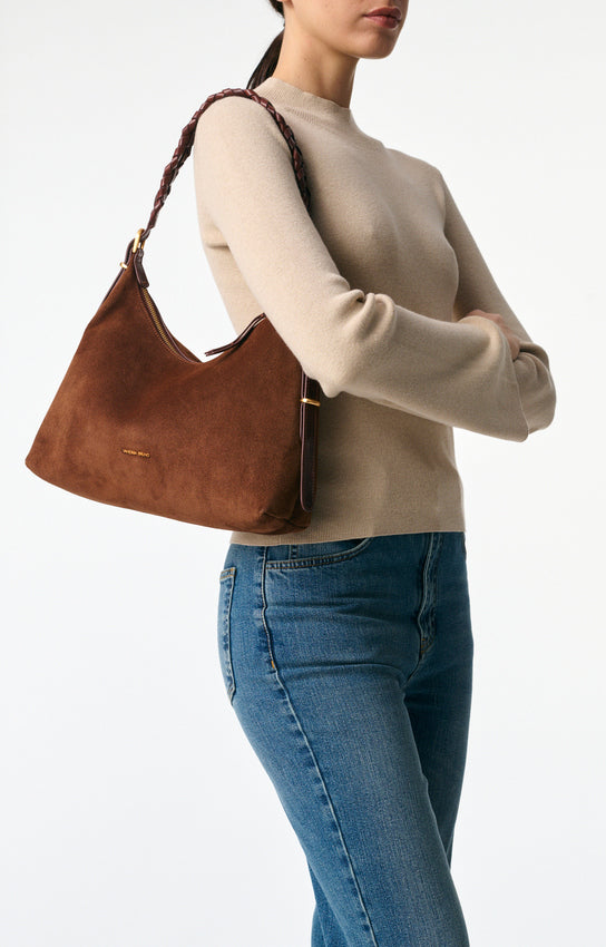 JESS COGNAC SMALL CALF LEATHER HOBO BAG