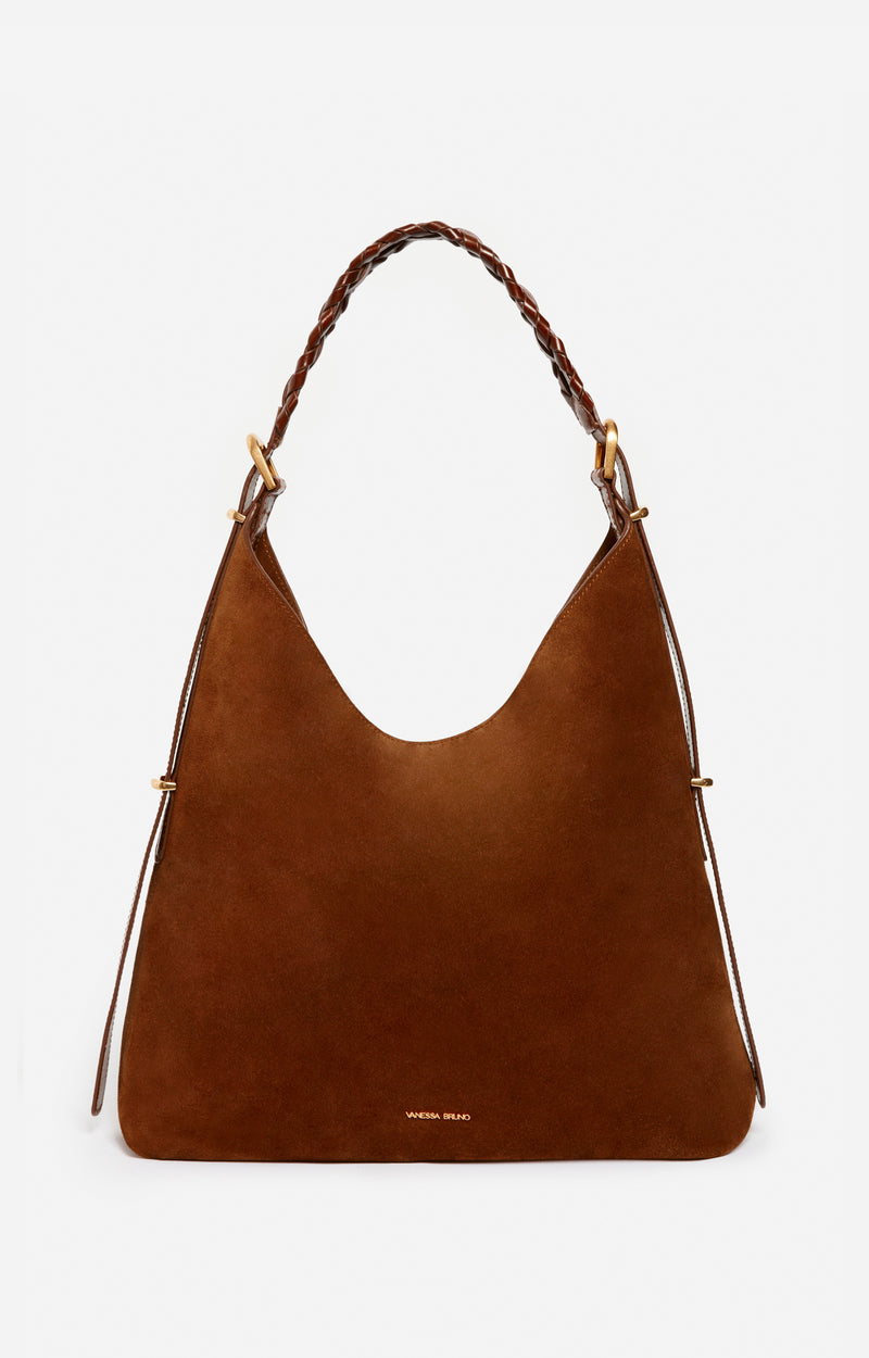JESS COGNAC LARGE CALF LEATHER HOBO BAG