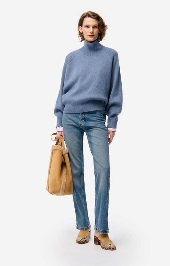 FRENE DENIM WOOL TURTLENECK