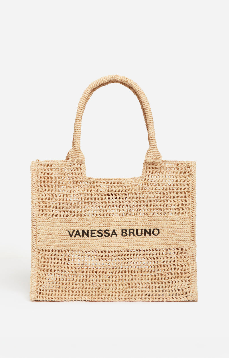 LARGE CROCHETED RAFFIA SAND BASKET