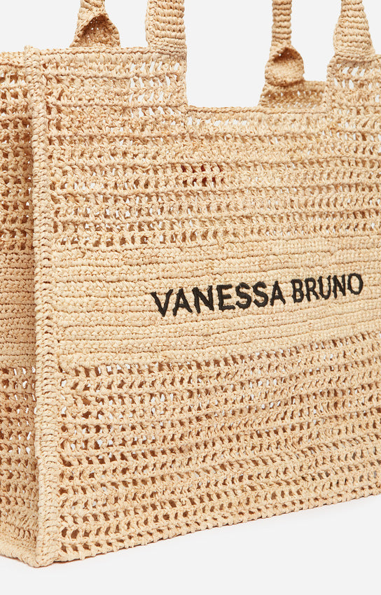 LARGE CROCHETED RAFFIA SAND BASKET