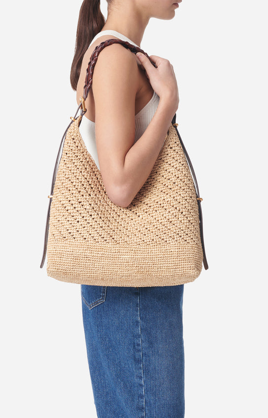 LARGE JESS RAFFIA HOBO BAG