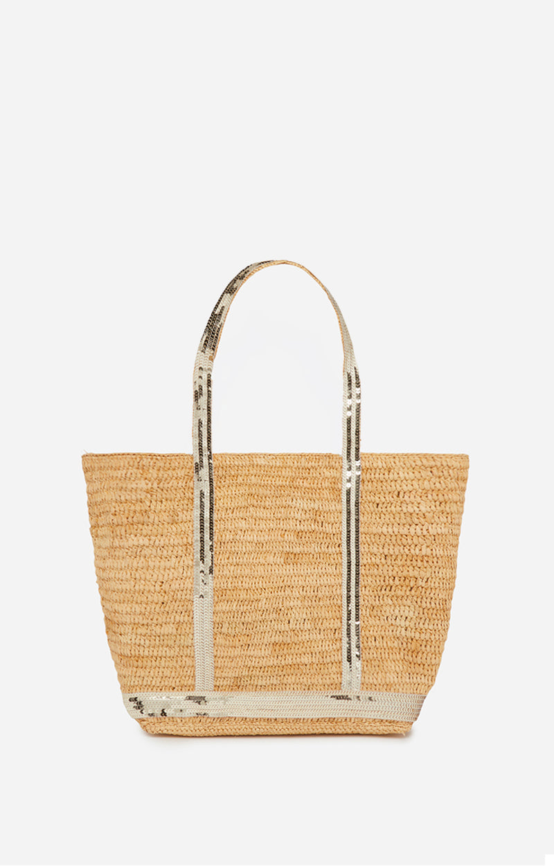 RAPHIA M GOLD CABAS TOTE