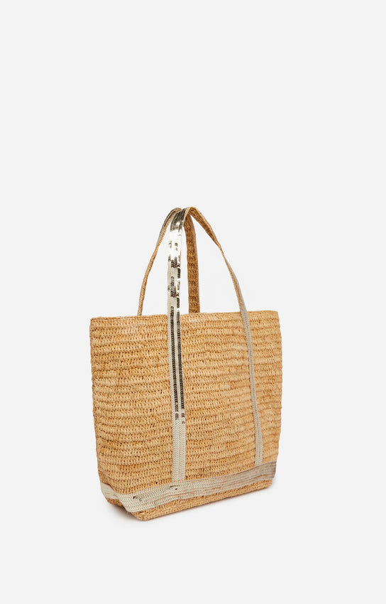 RAPHIA M GOLD CABAS TOTE