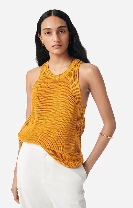 EIKO MUSTARD SLEEVELESS SWEATER
