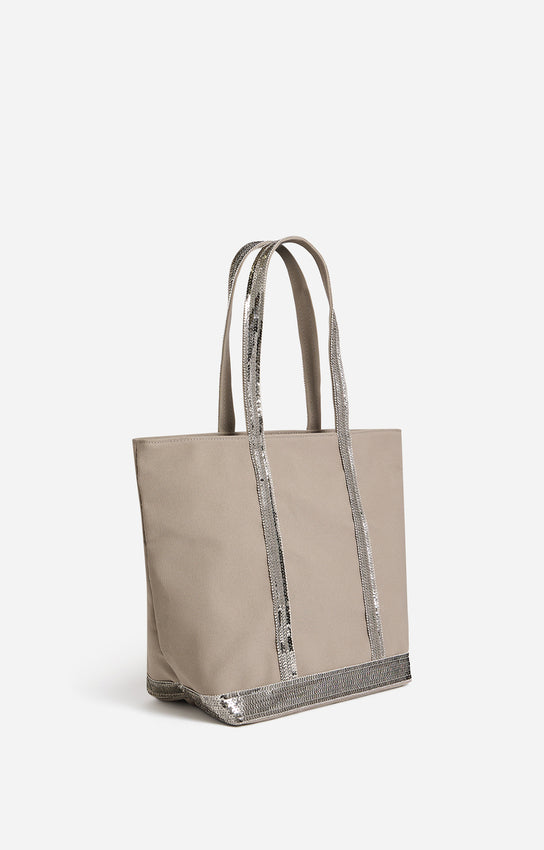 CANVAS M ZINC ZIPPED CABAS TOTE