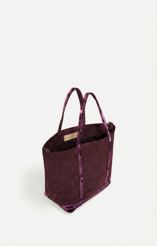 LINEN S AUBERGINE ZIPPED CABAS TOTE