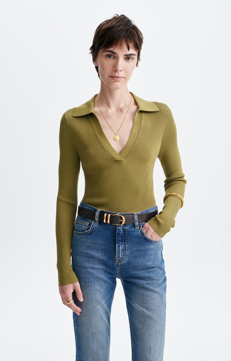 HORACE RIBBED POLO NECK TOP