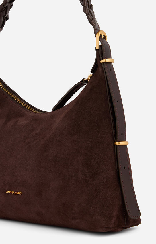 JESS CHOCOLATE SMALL CALF LEATHER HOBO BAG