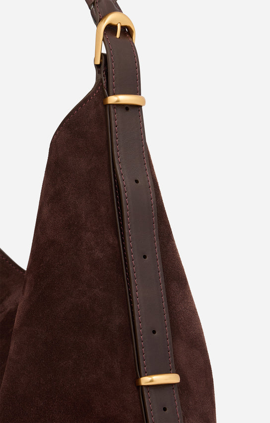 JESS CHOCOLATE LARGE CALF LEATHER HOBO BAG