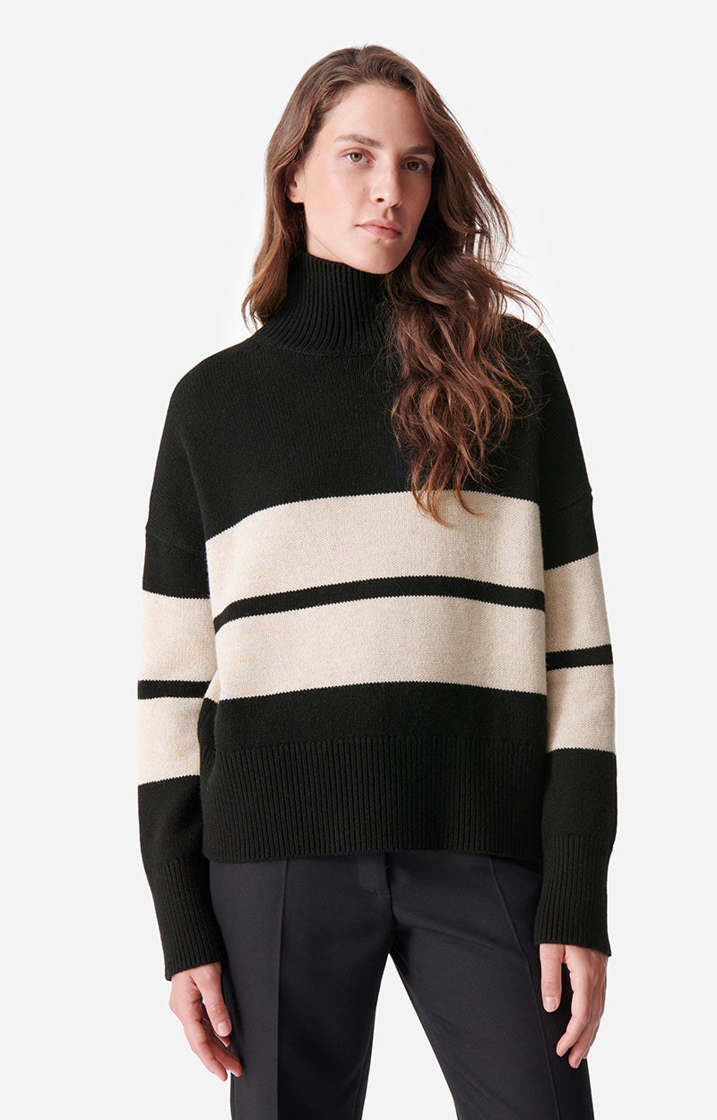 MALO ECRU STRIPED SWEATER