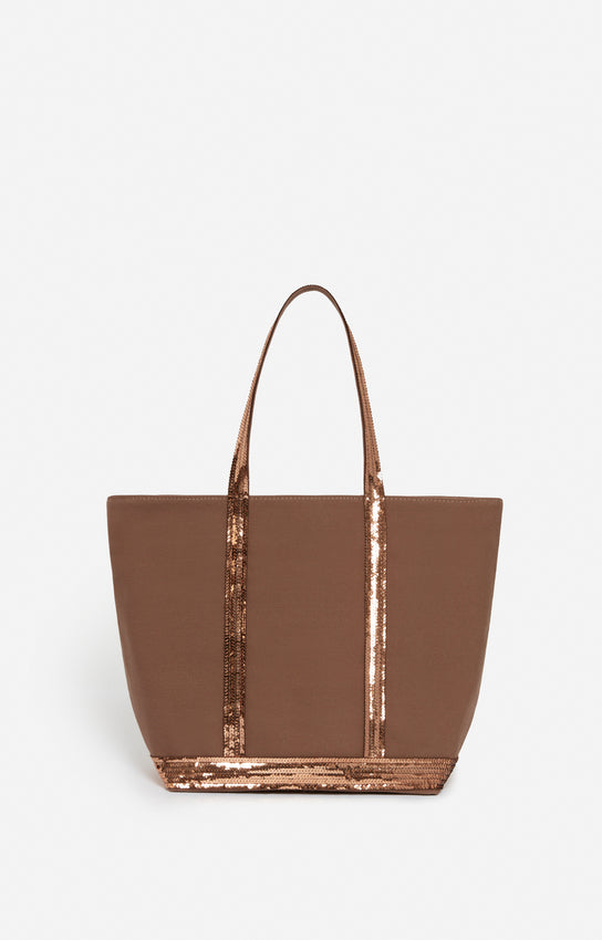 CANVAS M NUTMEG ZIPPED CABAS TOTE