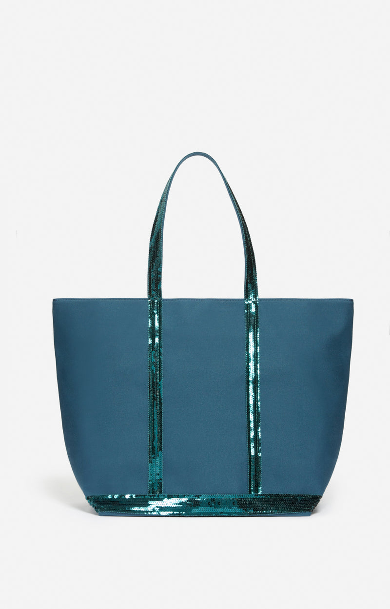 CANVAS L PEACOCK ZIPPED CABAS TOTE
