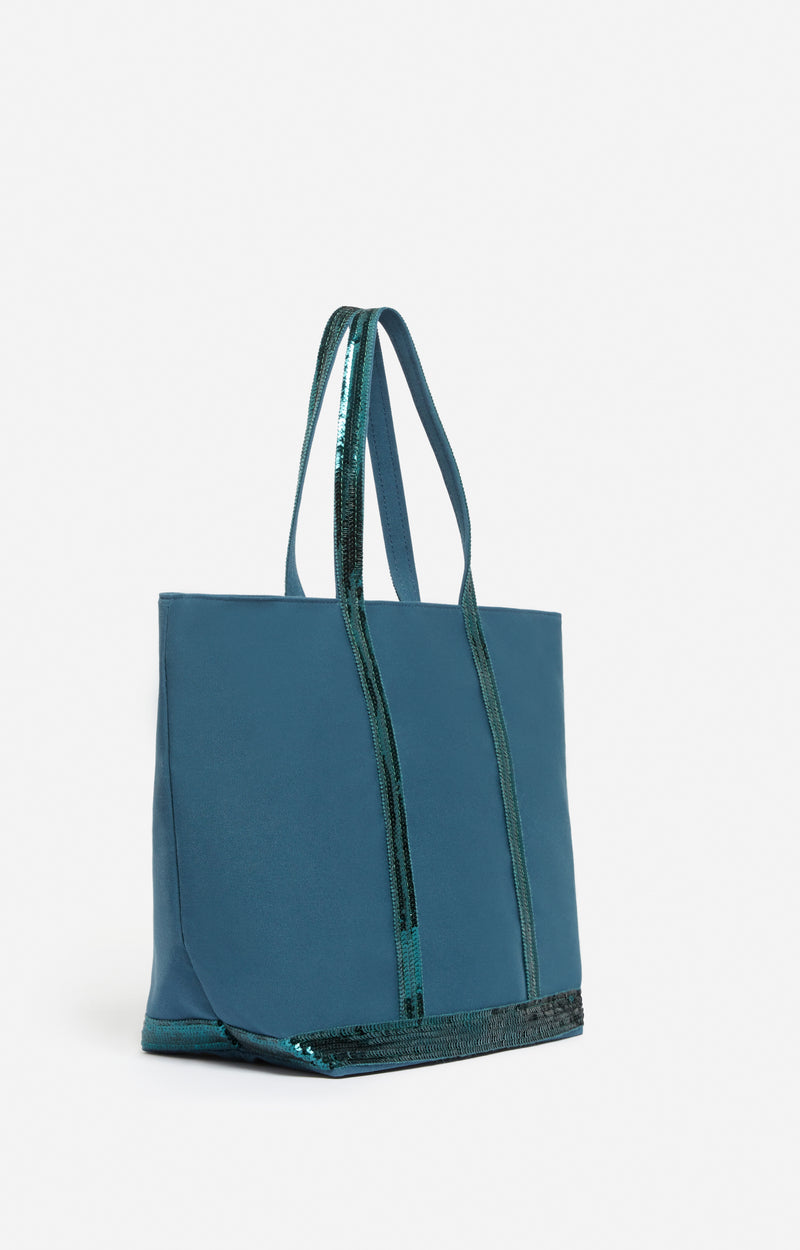 CANVAS L PEACOCK ZIPPED CABAS TOTE