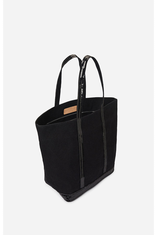 CANVAS L BLACK ZIPPED CABAS TOTE