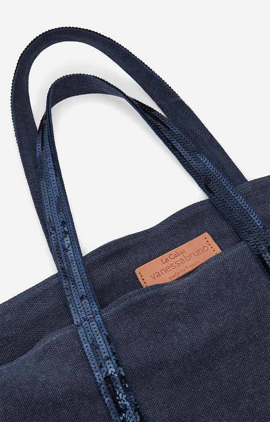 LINEN L DENIM CABAS TOTE