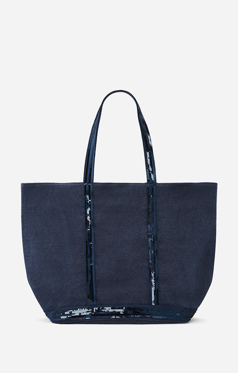 LINEN L DENIM CABAS TOTE
