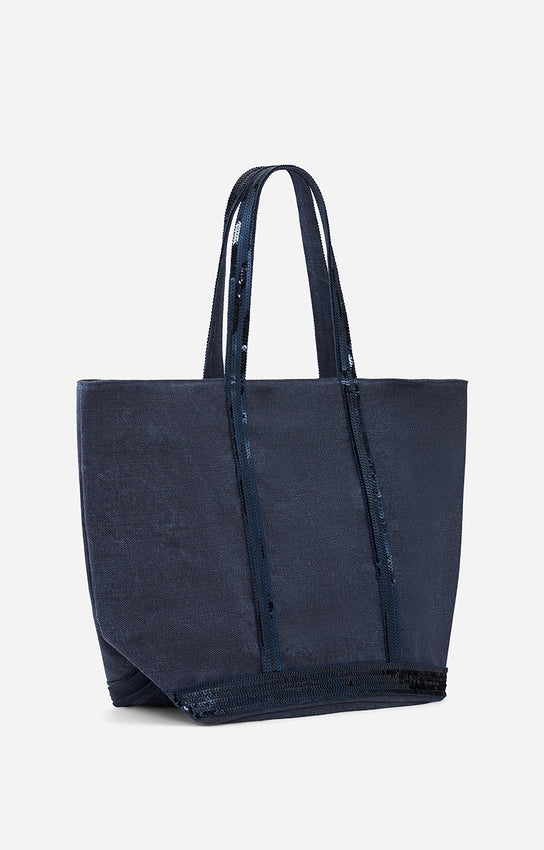 LINEN L DENIM CABAS TOTE