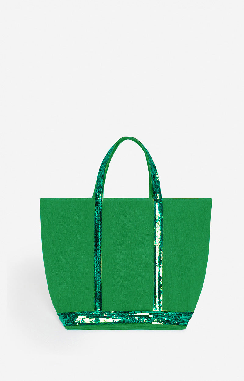 LINEN M GRASS ZIPPED CABAS TOTE